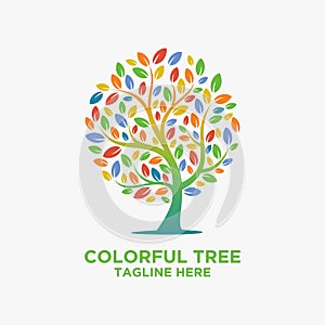 Colorful tree logo design