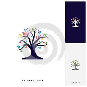 Colorful Tree Logo Design Template. Luxury Tree logo Concepts. Nature Logo Concepts Vector