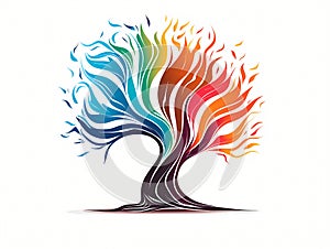 A colorful tree logo icon in hand-drawn style