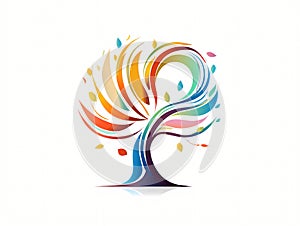 A colorful tree logo icon in hand-drawn style