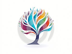 A colorful tree logo icon in hand-drawn style