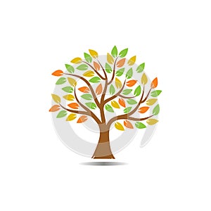 Colorful tree logo. Vector big tree logo, icon. Stock illustration