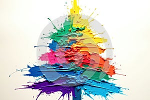 A colorful tree made of paint