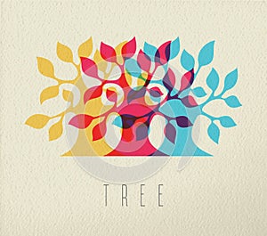 Colorful tree silhouette concept background
