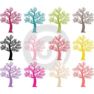 Colorful Tree Silhouette