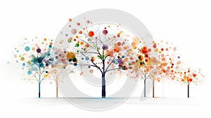 Colorful Trees On White Background Vector - Yuumei Style