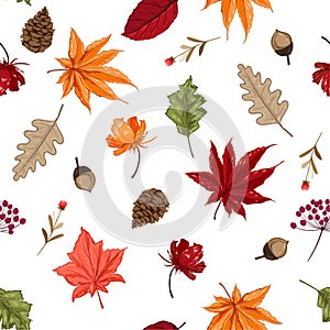 Colorful Trendy scatter seamless pattern vector Autumn elememts