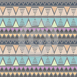 Colorful triangle chevron ikat tribal aztec pastel colors seamless pattern vector illustration ready for fashion textile print