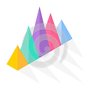 Colorful triangle pyramid charts for documents, business reports and financial data presentations