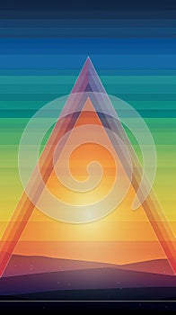 a colorful triangle with a sunset in the background