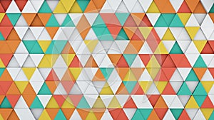 Colorful triangles extruding 3D render