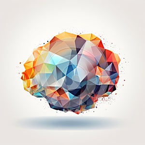 Colorful Triangular Brain Abstract Illustration In Algeapunk Style