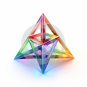 Colorful Triangular Fractal 3d Illustration: Pyramid Of Interlocking Archetypal Symbols