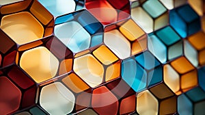 Colorful Triangular Tiles: Abstract Geometric Patterns in Honeycomb Structure