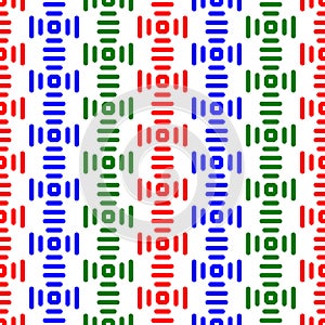Colorful tribal ethnic stripes seamless pattern on white background vector.