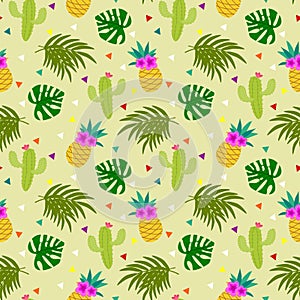 Colorful tropical element seamless pattern