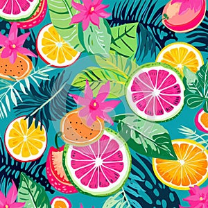 Colorful Tropical Fruit Pattern Inspired By Lilly Pulitzer