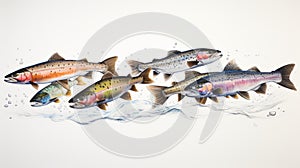 Colorful Trout Swimming In Precision Painting Style