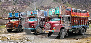 Colorful trucks brand TATA in Indian Himalayas