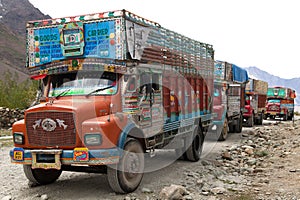 Colorful trucks brand TATA in Indian Himalayas