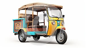 Colorful Tuk-tuk: Photorealistic Eco-friendly Craftsmanship And Indian Pop Culture