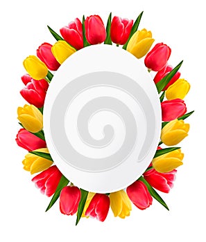 Colorful tulip flowers background. Happy mothers day.