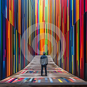 Colorful Tunnel: A Striped Composition Of Surreal Architecture And Technology-based Art