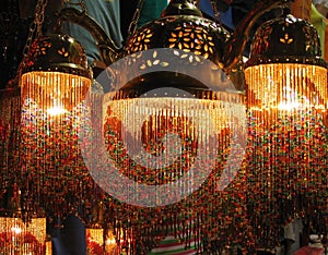 Colorful Turkish lamps in the Grand Bazaar, Istanbul, Turkey