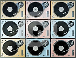 Colorful turntables photo