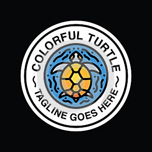 Colorful Turtle Logo Vector Graphic Design illustration Circle Badge Emblem Symbol and Icon