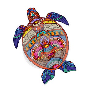 Colorful Turtle Mandala arts. isolated on white background