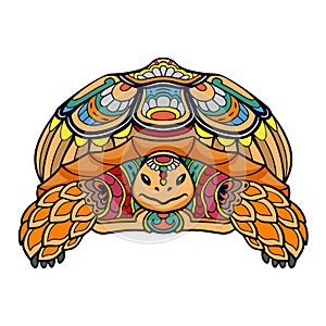 Colorful Turtle Mandala arts. isolated on white background