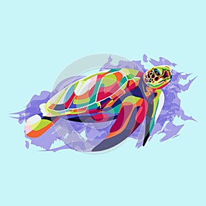Colorful turtle vector art  illustration