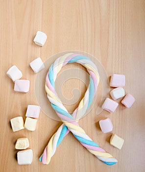 Colorful twisted marshmallow