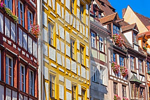 Colorful typical german houses- Nuremberg, Germany