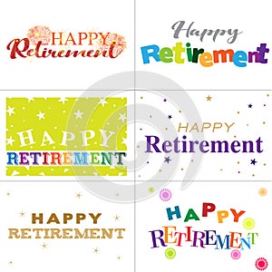 Colorful typography designs of Happy Retirement text