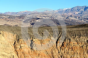 Colorful Ubehebe Crater in sunset in Death Valley National Park, California