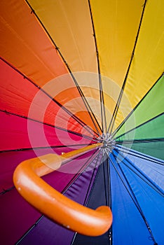 Colorful umbrella from inside