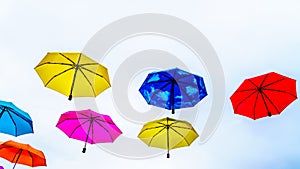 Colorful Umbrellas floating in the air
