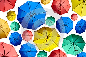 Colorful umbrellas isolated on a white