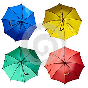 Colorful umbrellas isolated on a white