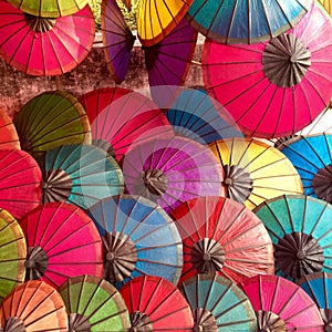 Colorful umbrellas at market