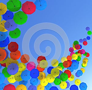 Colorful Umbrellas over the Blue Sky