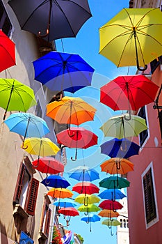 Colorful umbrellas street decorations