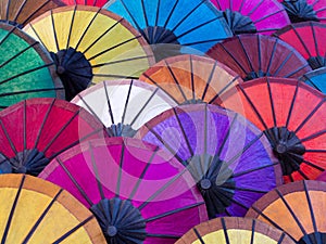 Colorful Umbrellas at Street Market in Luang Prabang, Laos