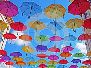 Colorful umbrellas in Timisoara