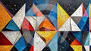 Colorful umbrellas: a trending and sharp oil painting with geometric and abstract elements, generative ai