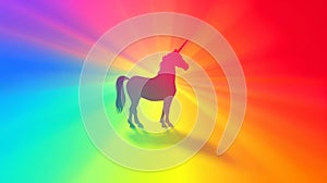 Colorful Unicorn Silhouette Against Vibrant Rainbow Background