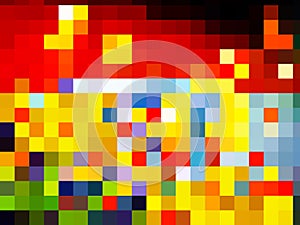 A colorful unmatched geometric pattern of squares and rectangles