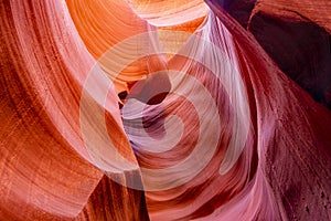 Colorful unsurpassed art of natural landscapes in Lower Antelope Canyon in Page Arizona with bright sandstones stacked in layered